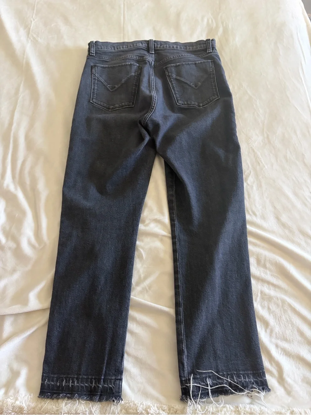 Hudson Jeans Women's Straight Black Washed Jeans with Side Zips